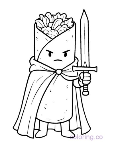 Adventure Burrito Warrior Coloring Page for Kids