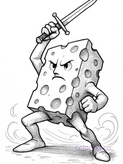 Epic Cheese Battle Coloring Page for Teens