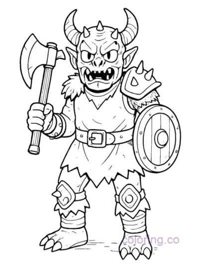 Fantasy Monster Warrior Coloring Page