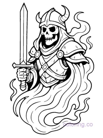 Fantasy Warrior Ghost Coloring Page