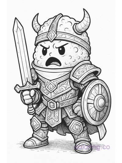 Fantasy Warrior Snow Cone Coloring Page for Teens