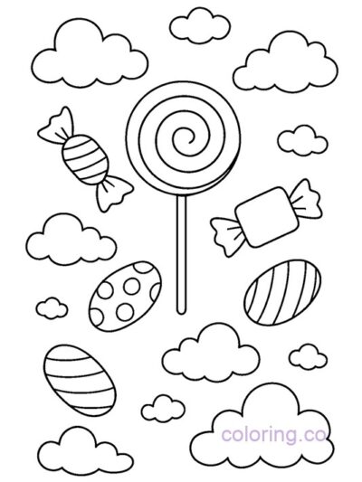 Floating Candy in the Sky Coloring Page
