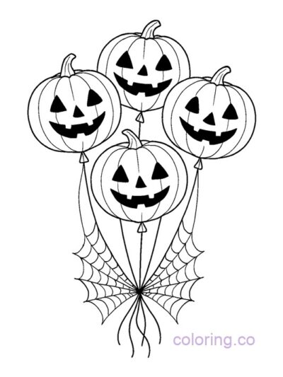 Floating Pumpkin Balloons Coloring Page
