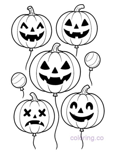 Fun Floating Pumpkin Balloons Coloring Page