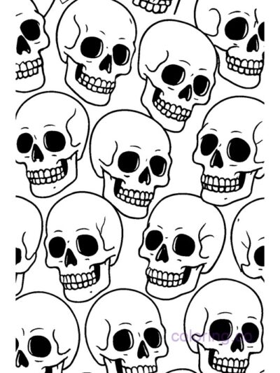 Floating Skulls Coloring Page