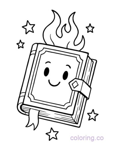 Cute Smiley Spellbook Coloring Page