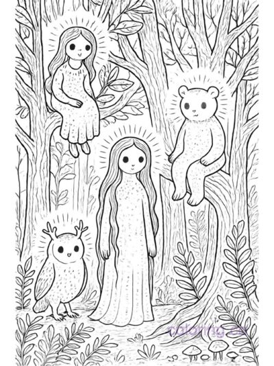 Enchanting Forest Spirit Coloring Page