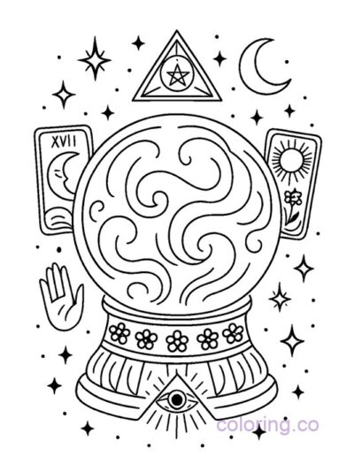 Mystical Crystal Ball Coloring Page