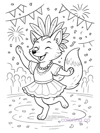 Charming Fox in Costume Parade Coloring Page