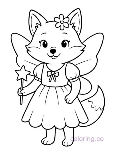Fox Fairy Costume Coloring Page for Preschool