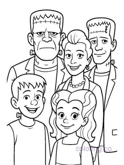 Frankenstein Family Coloring Page