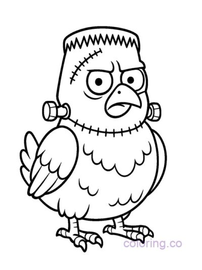 Frankenstein Monster Bird Coloring Page