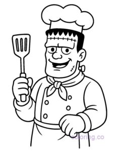 Friendly Chef Frankenstein Coloring Page | Coloring.co