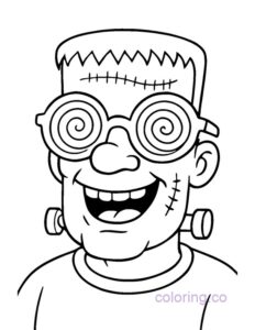 Frankenstein with Funny Glasses Coloring Page | Coloring.co