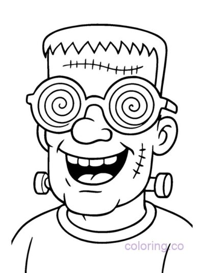 Frankenstein with Funny Glasses Coloring Page
