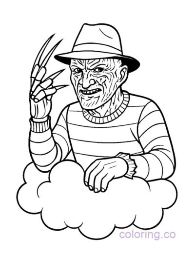 Freddy Krueger Dream Cloud Coloring Page