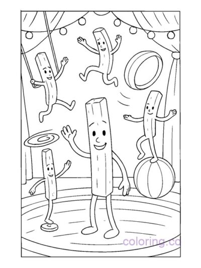 Fun French Fry Circus Coloring Page for Kids