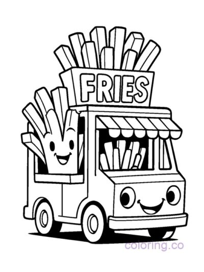Fun French Fry Food Truck Coloring Page for Kids