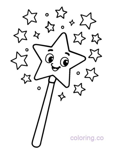 Magical Star Wand Coloring Page