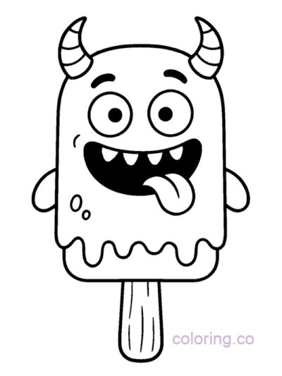 Cute Monster Popsicle Coloring Page for Kids