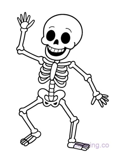 Friendly Dancing Skeleton Coloring Page