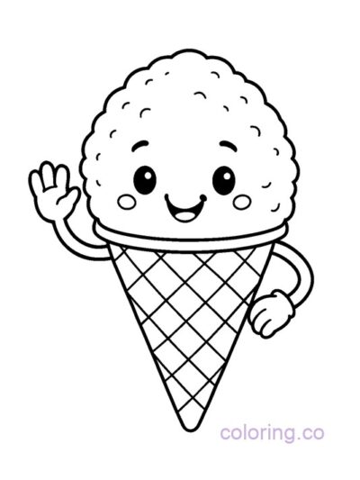 Friendly Snow Cone Coloring Page for Preschoolers