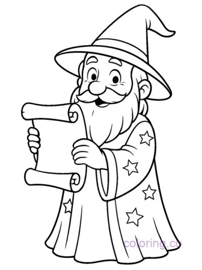 Friendly Wizard Coloring Page
