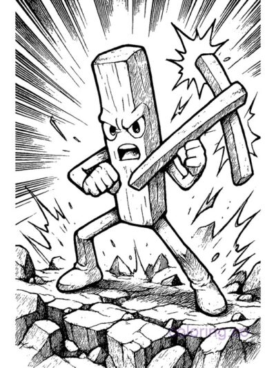 Battle-Ready Fries Manga Coloring Page for Teens