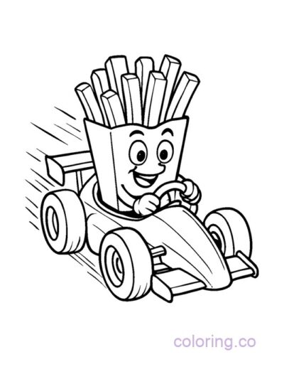 French Fry Box Racing Car Coloring Page
