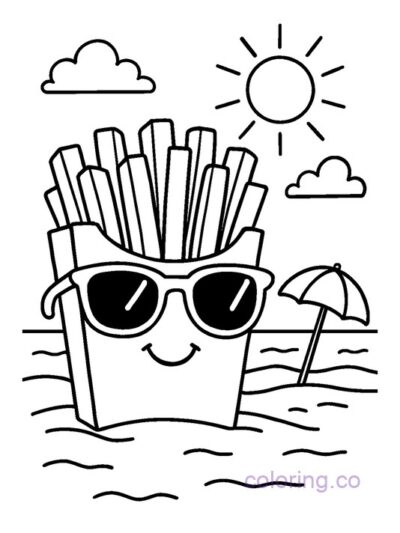 Fun Beach Fry Box Coloring Page for Preschool