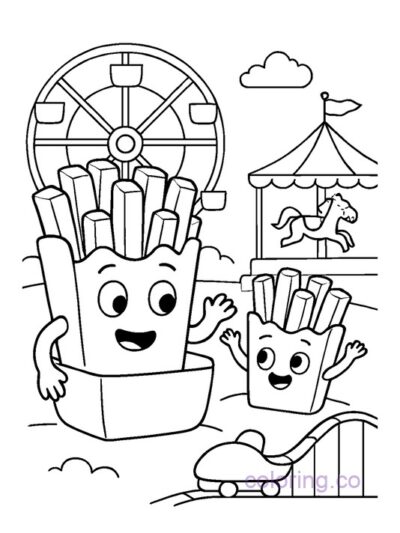 Fry Family at the Carnival Coloring Page