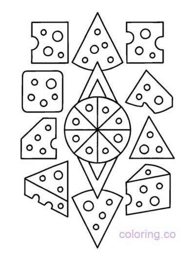 Geometric Cheese Coloring Page for Adults