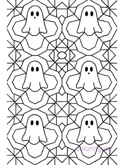Intricate Geometric Ghost Pattern Coloring Page