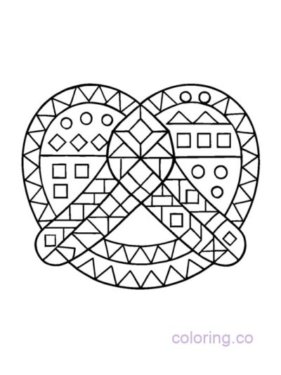 Intricate Geometric Pretzel Coloring Page for Adults