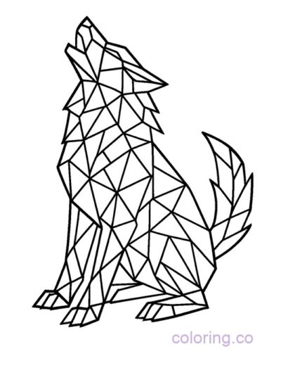 Geometric Werewolf Howling Coloring Page