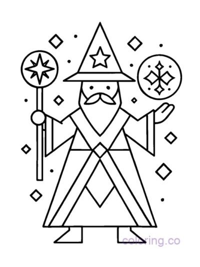 Geometric Wizard Coloring Page