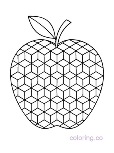 Geometric Apple Coloring Page