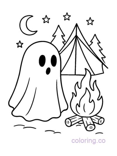 Ghost Camping Coloring Page