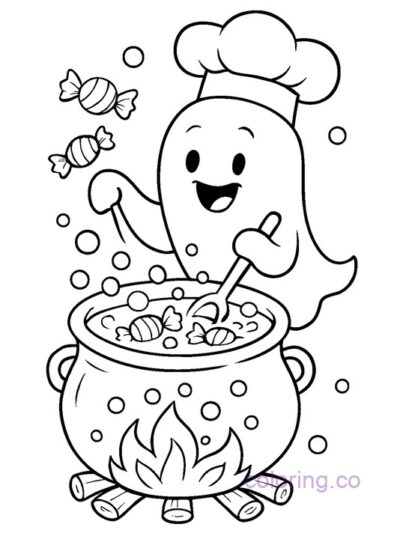 Ghost Cooking Candy Coloring Page