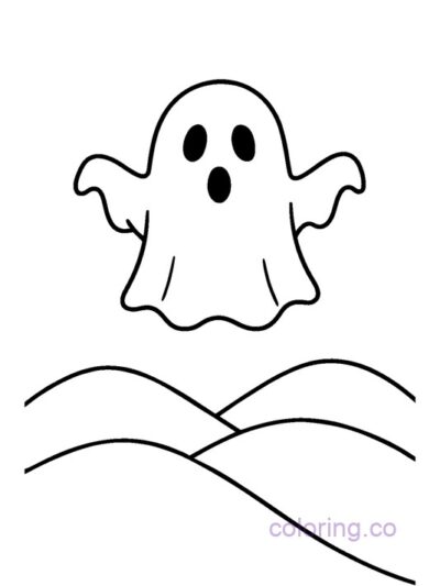 Cute Ghost Coloring Page for Preschool