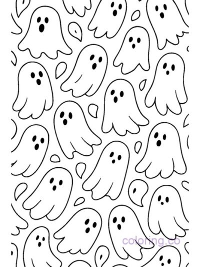 Trendy Ghost Pattern Coloring Page