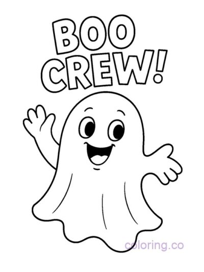 Cute Ghost Boo Crew Coloring Page