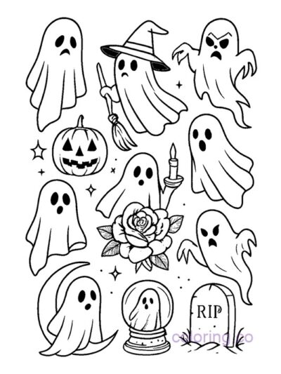 Spooky Ghost Coloring Sheet