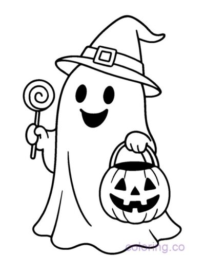 Ghost Costume Halloween Coloring Page