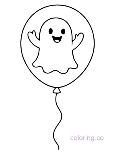 Adorable Ghost in Balloon Coloring Page