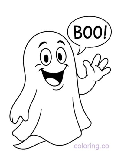Cute Ghost Boo Coloring Page