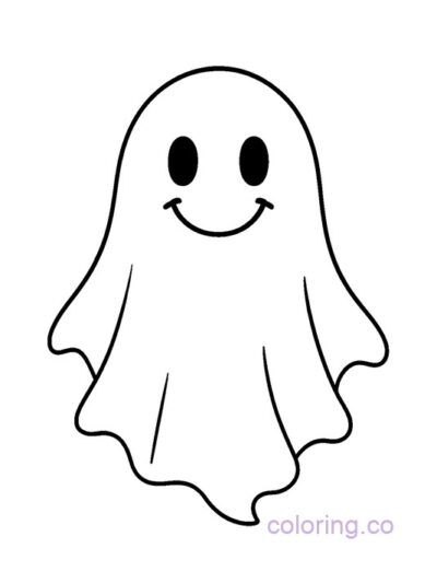 Smiling Ghost Coloring Page for Preschool