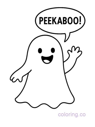 Cute Ghost Peekaboo Coloring Page
