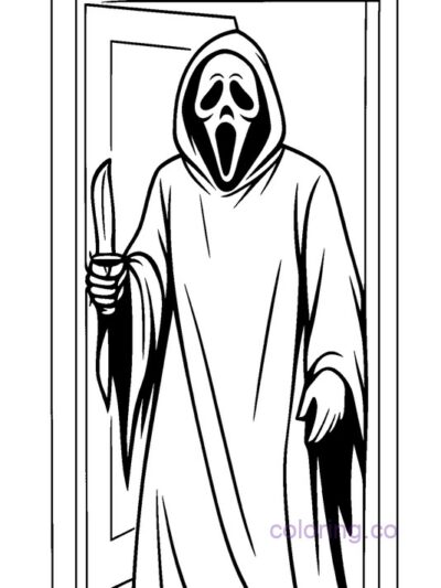Ghostface in Doorway Coloring Page