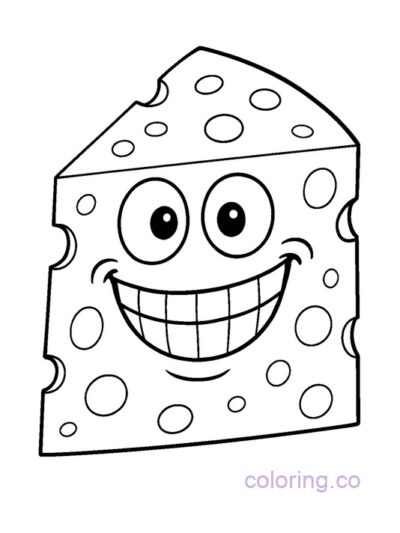 Giant Smiling Cheese Cartoon Coloring Page